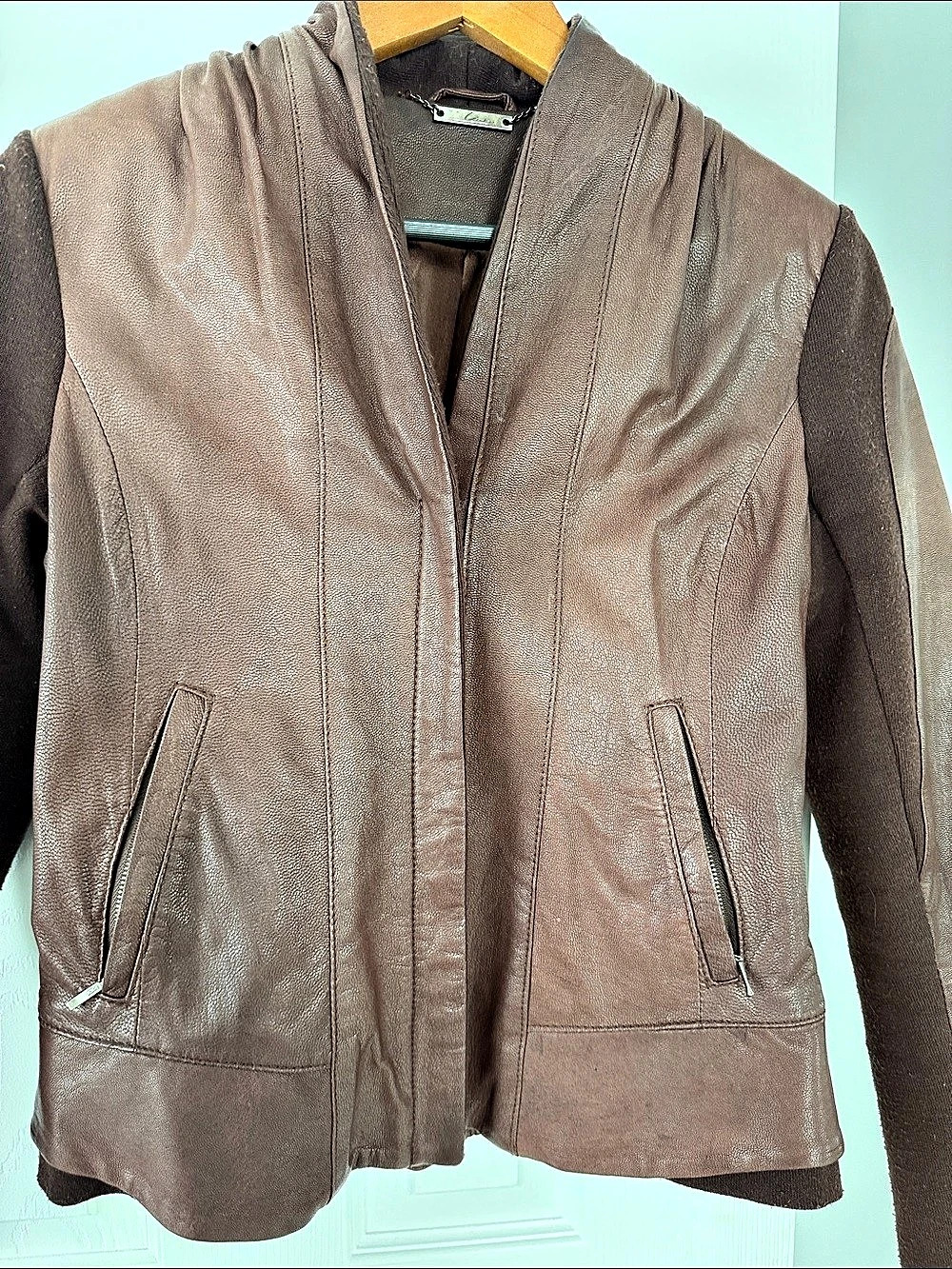 Line Brown Leather Jacket